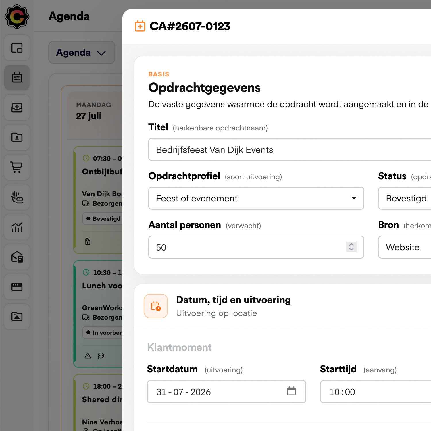Planning en werkproces in CaterAssist